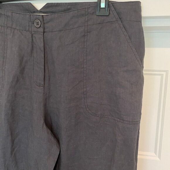 Yarra Trail Pants Women Size 14 Charcoal Gray Lightweight Neutral 100% Linen - Picture 3 of 6